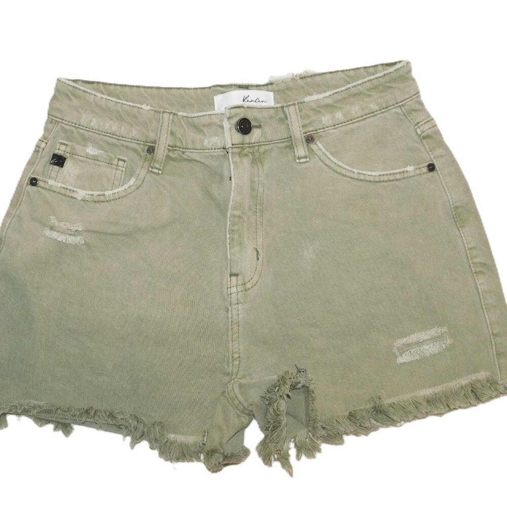 KanCan Estilo Distressed High Rise Waist Denim Jean Shorts Size 7/27 Raw Hem